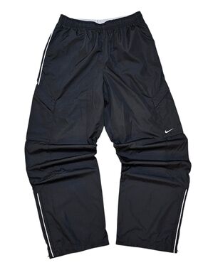 Vintage Y2k Nike Black Men's Jogger Track Pants with White Trim